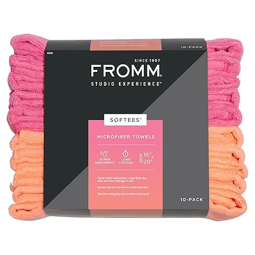 Fromm Softees Toallas de microfibra para peluquerías, peluqueros, spa, gimnasio en rosa intensonaranja, 16 x 29 pulgadas, 10 toallas perfectas para