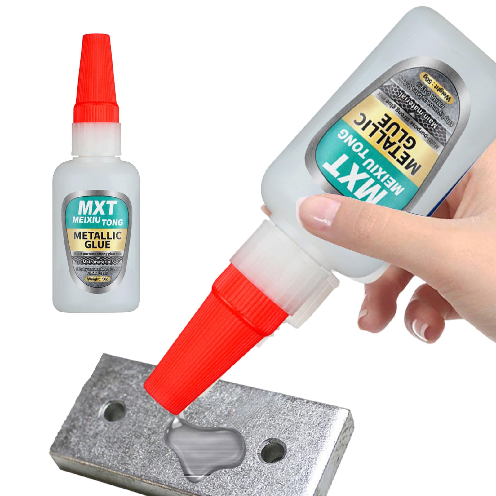 Metal Glue, 50 g Transparent Metal Glue, Extra Strong Superglue for Metals, for Stainless Steel, Aluminium Alloy, Metal Tubes and Jewelry, DIY Crafts