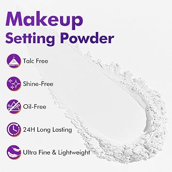 YBUETE Translucent Loose White Setting Powder, Cosplay SFX Face Makeup | Long Lasting Matte Finishing, Oil Control Talc-Free Setting Powder with Sifter, for Halloween SFX Carnival Cosplay Makeup