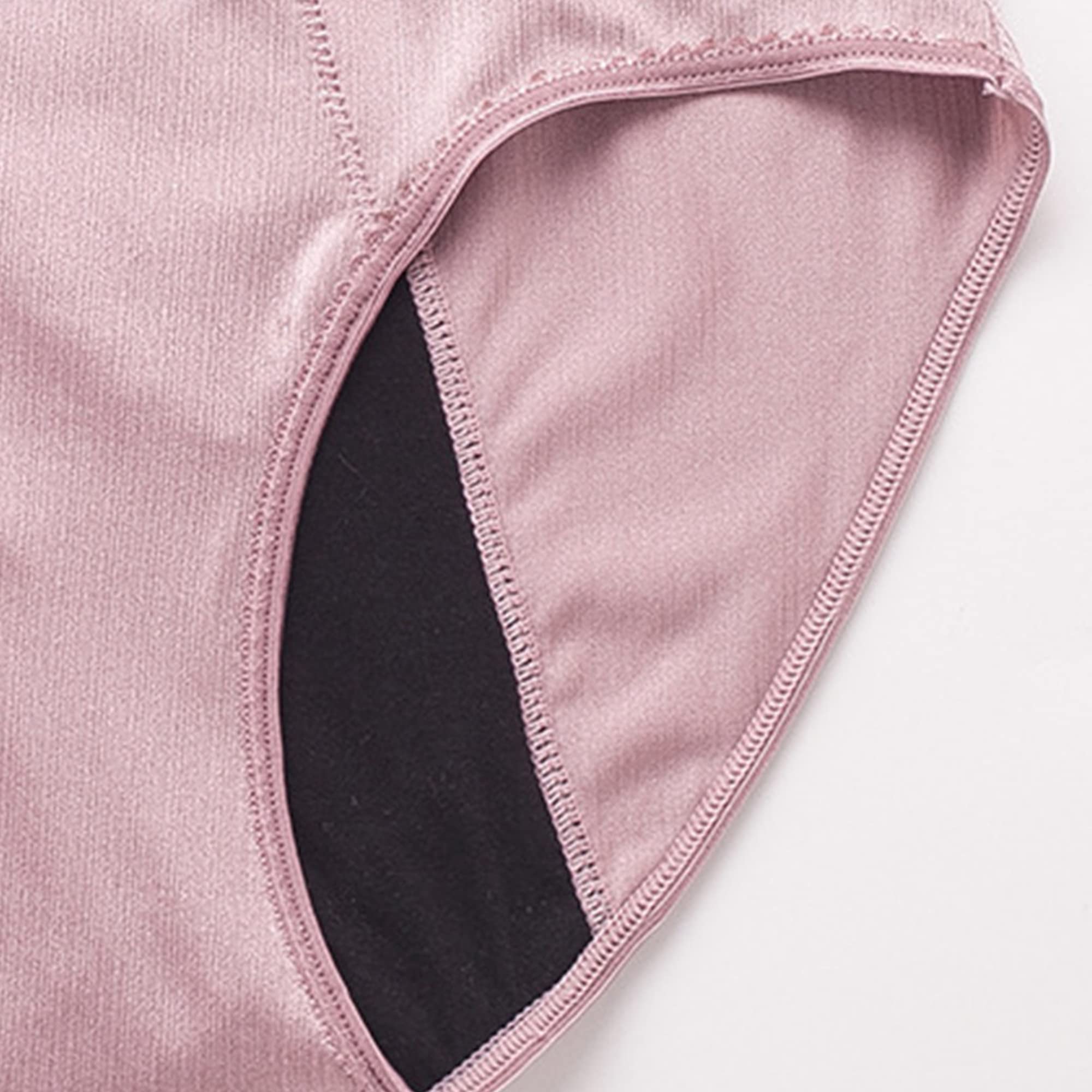 Calzoncillos fisiológicos de encaje de cuatro capas para mujer, cintura alta, transpirable, sexy, ropa interior cómoda y suave (rosa, morado, 5 piezas, XL)