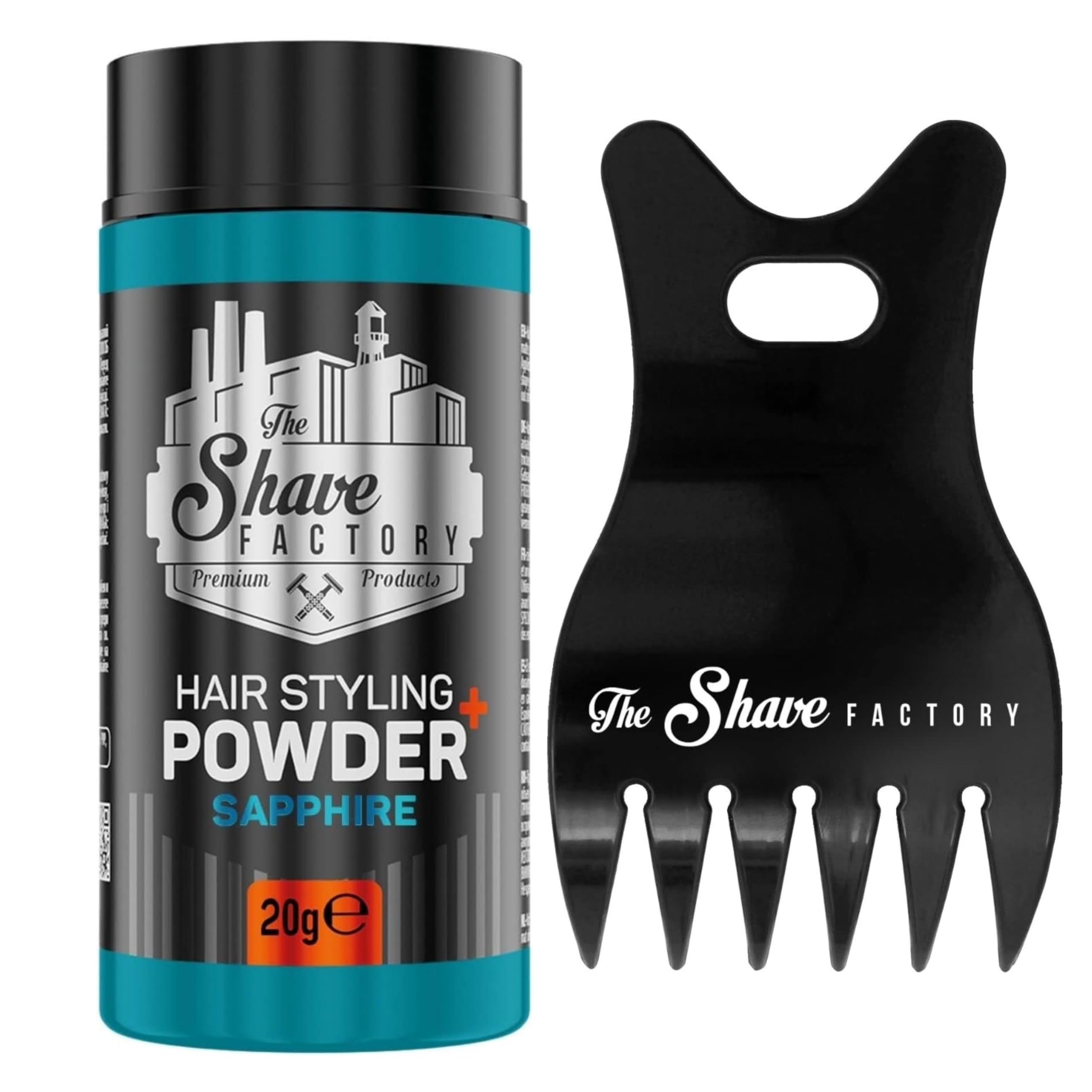 the shave factory Hair Styling Powder - Mattifying and Volumizing Powder with comb types suitable for all areas