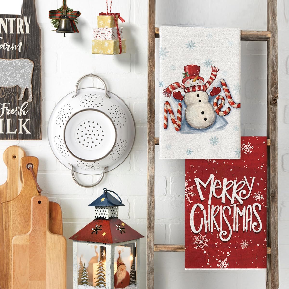 Artoid Mode Snowman Merry Christmas Kitchen Towels Dish Towels, 18x26 Inch Farmhouse Holiday Joy Snowflake Winter Decoration Cleaning Set of 4 - Image 3