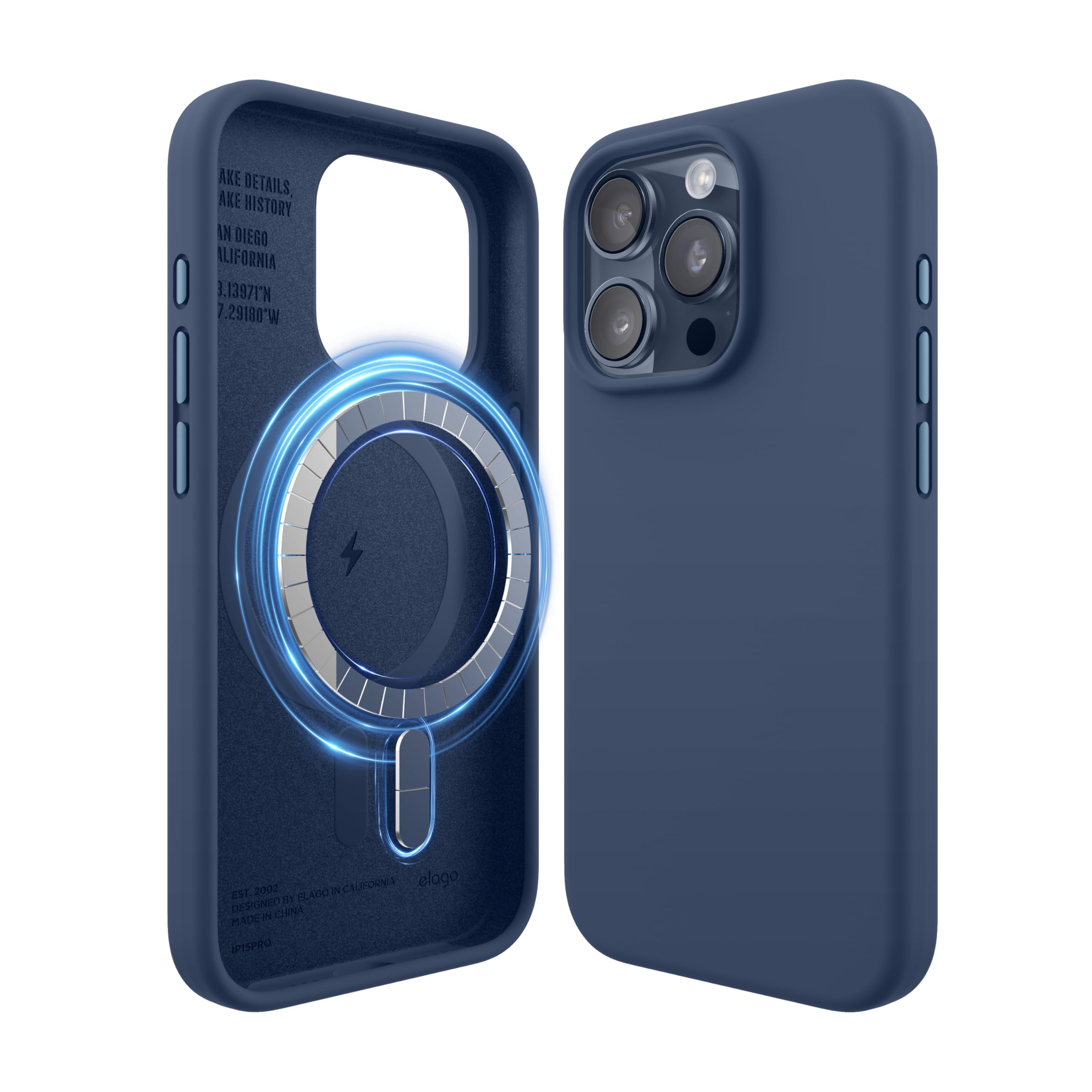 elago Cover magnetica in silicone compatibile con iPhone 15 Pro, compatibile con tutti gli accessori MagSafe, magneti integrati, silicone di alta qualità, custodia protettiva integrale