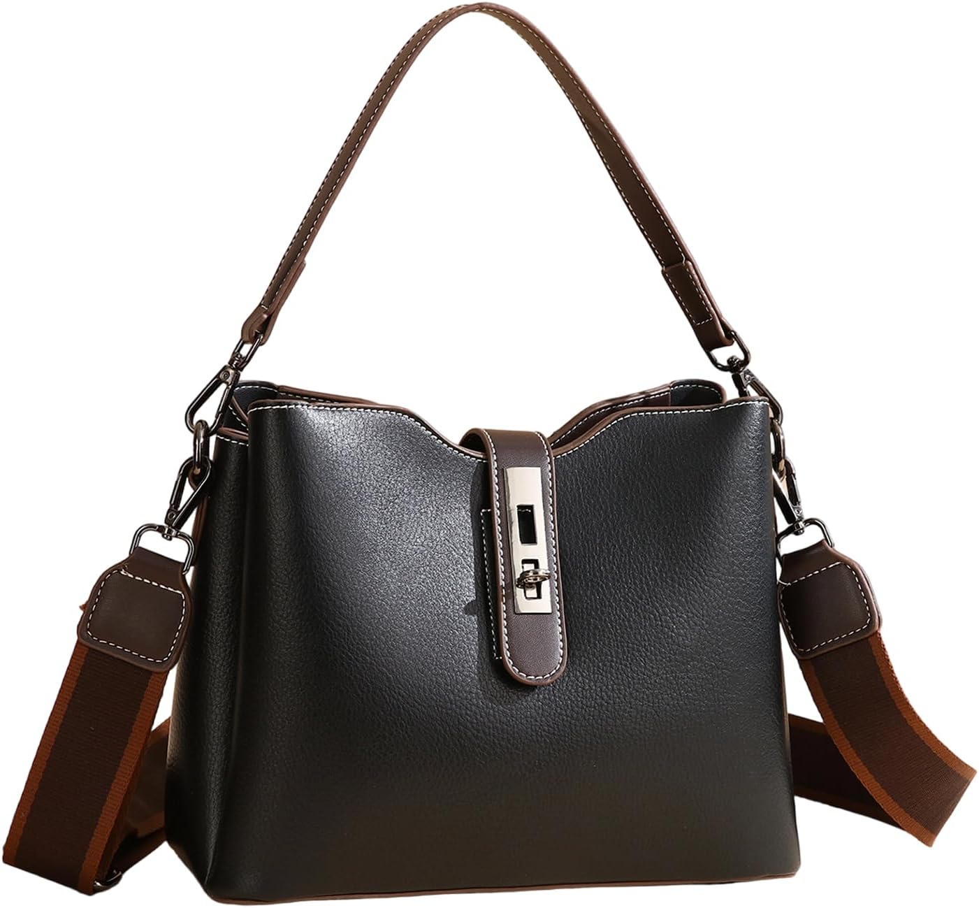 Bucket Bag Vintage Crossbody Purse with 2 Straps, Trendy Small Shoulder Bag for Daily Use for Ladies