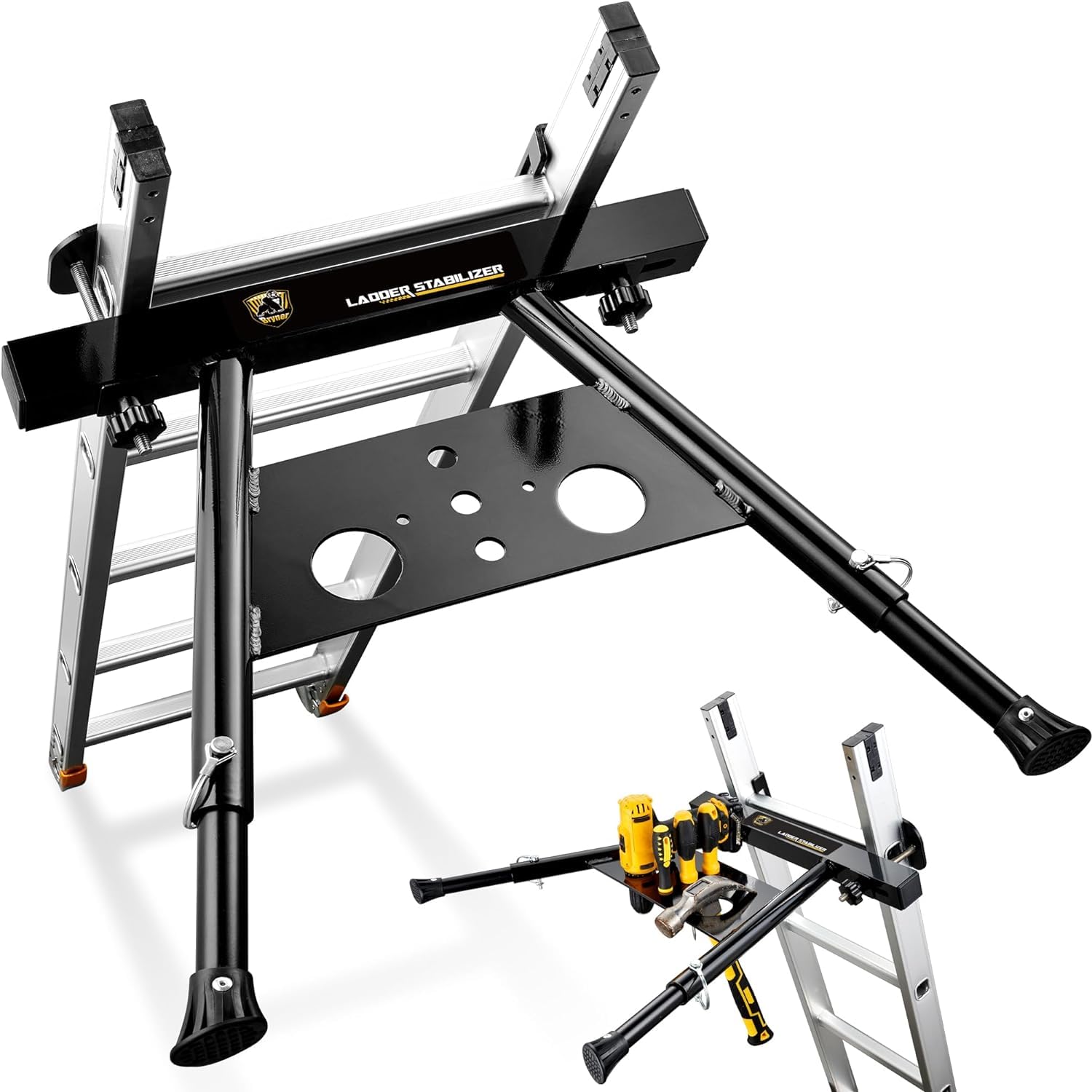 Ladder Stabilizer, Extension Ladder Stabilizer for Roof Wall Standoff Ladder Accessory Safety Stability Aviation Grade Aluminium, Adjustable Length 22