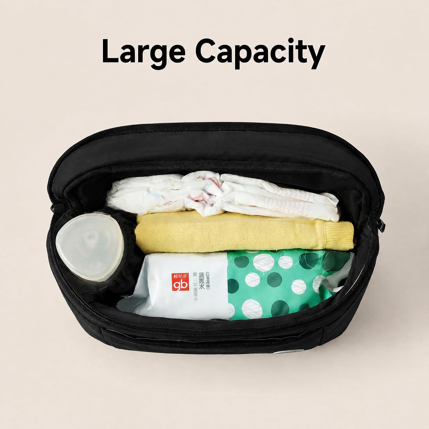 gb Stroller Organizer Bag with Insulated Cup Holder, Universal Large Capacity Baby Stroller Storage Bag, Multi-Pocket Diaper Organizer with Adjustable Straps, Convertible Shoulder Bag for Travel Moms