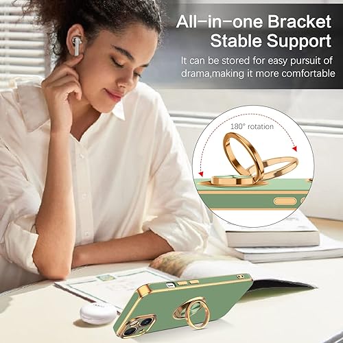 Miniatura 4 de VENINGO Funda para iPhone 14, fundas para iPhone 14, ajuste delgado, suave, soporte de anillo de 360, soporte magnético para automóvil, fácil de