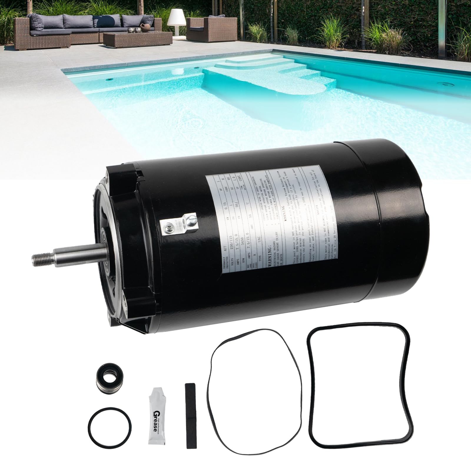 Boeeda UST1102 Swimming Pool Pump Motor and Seal Replacement Kit Fit for Hayward Super Pump, Max-Flo, Max-Flo II, Max-Flo XL, and Super II (1-Horsepower)