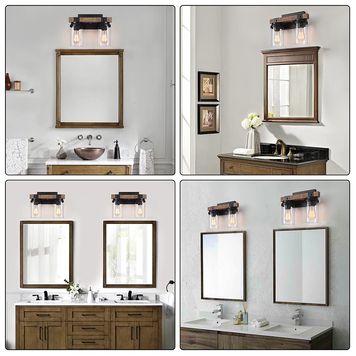 ZSMIHDOH 2 Light Farmhouse Bathroom Light Fixtures, Rustic Bathroom ...