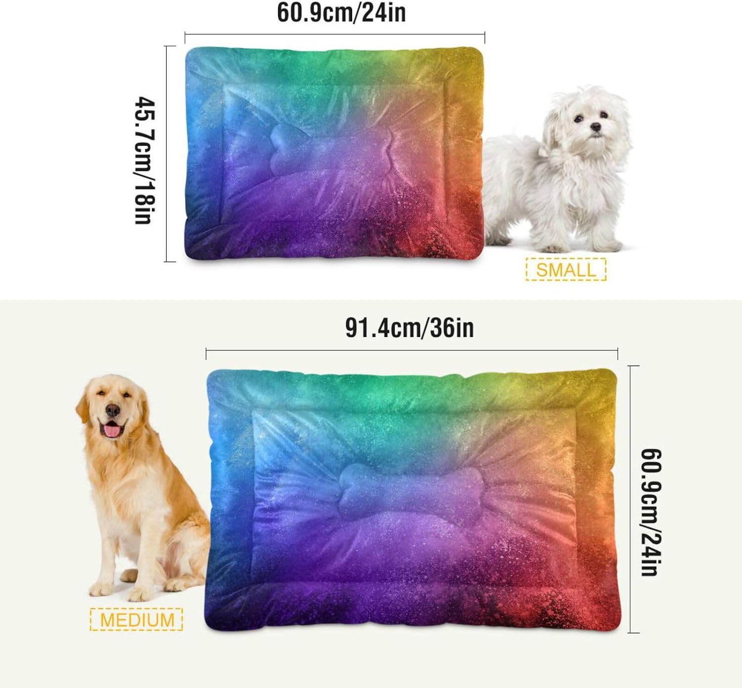 review Galaxy Rainbow Crate Pet Bed, Portable Washable Dog Cat Mat, Soft Comfortable Pet Mattress with Non-Slip Bottom for Dogs Cats Sleeping, 24 x 18 Inch