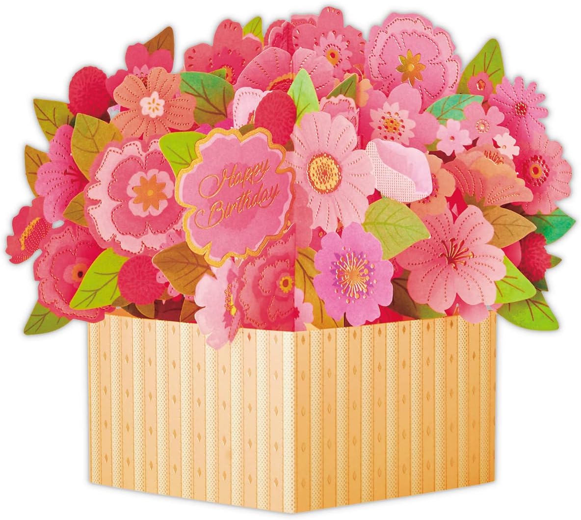 Japan Hallmark 811907 Greeting Card, Birthday Celebration, Pop-up, Box Pink