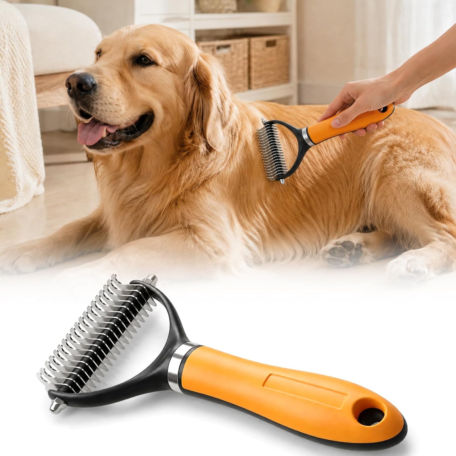 Professional Pet Grooming Brush for Dogs and Cats - Orange