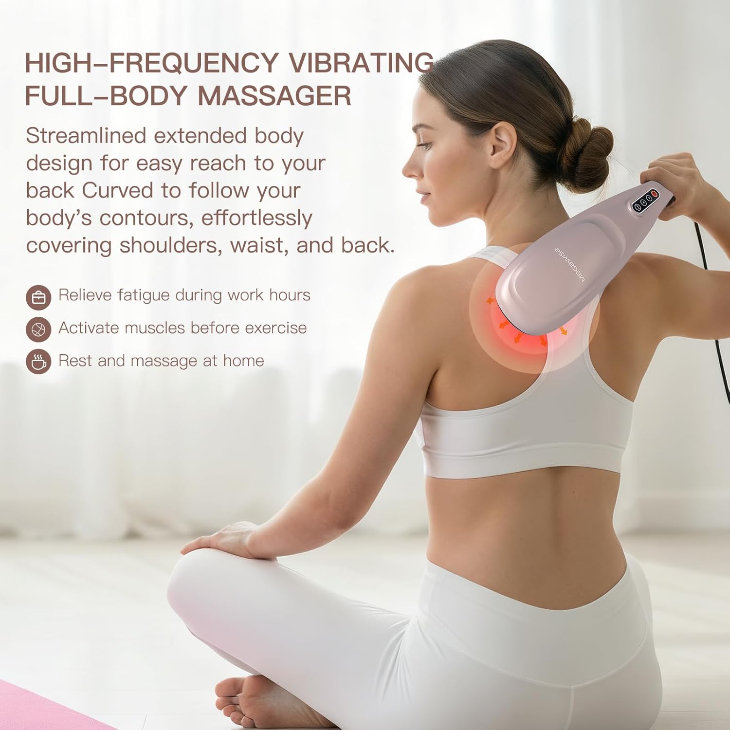 MEGAWISE Handheld Back Massager | Deep Tissue Percussion Massage for Back, Neck, Shoulders, Waist and Legs (Rose Gold) - Image 4