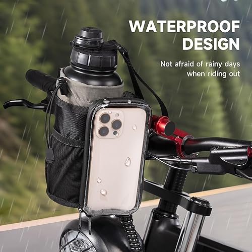 Miniatura 7 de Soporte para botella de agua para bicicleta con soporte  Se adapta a motocicletas, cochecitos, scooters, sillas de ruedas  Bolsa impermeable para