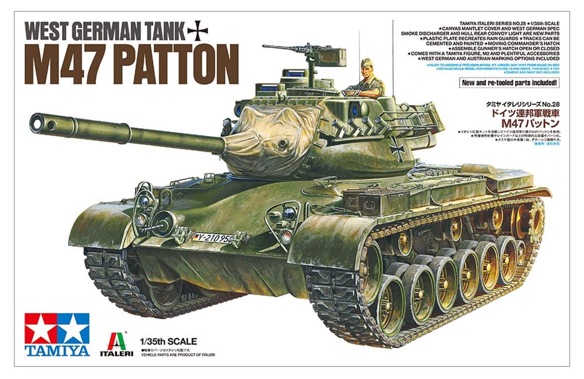 TAMIYA 37028 wojskowy czołg bojowy 1:35 DT M47, wierna replika, modelarstwo, plastikowy zestaw do budowania, majsterkowanie, hobby, klejenie, zestaw modelarski, montaż, nielakierowany