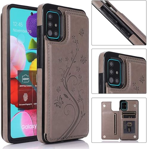 Miniatura 9 de Funda de teléfono para Samsung Galaxy A51 4G con protector de pantalla de vidrio templado, tarjetero con soporte para tarjetero, soporte para celda