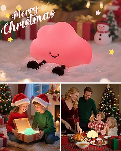 Miniatura 5 de YISUN Luz nocturna de nube, luces nocturnas de silicona coloridas para guardería, lámpara de noche recargable regulable con temporizador, lámpara de