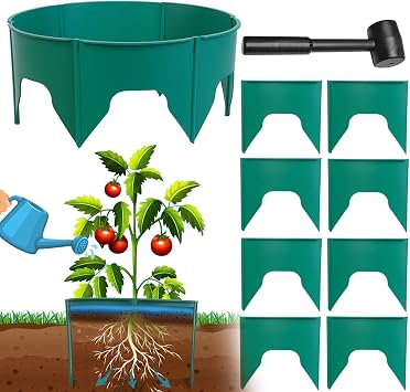 24 Pieces Planting Grow Rings, Interlocking Garden Ring Plant Rings for Outdoor Plants, Diameter Range 8.2-15.7 Inches, Green Adjustable Planting Ring for Garden Edging and Soil Moisture Retention