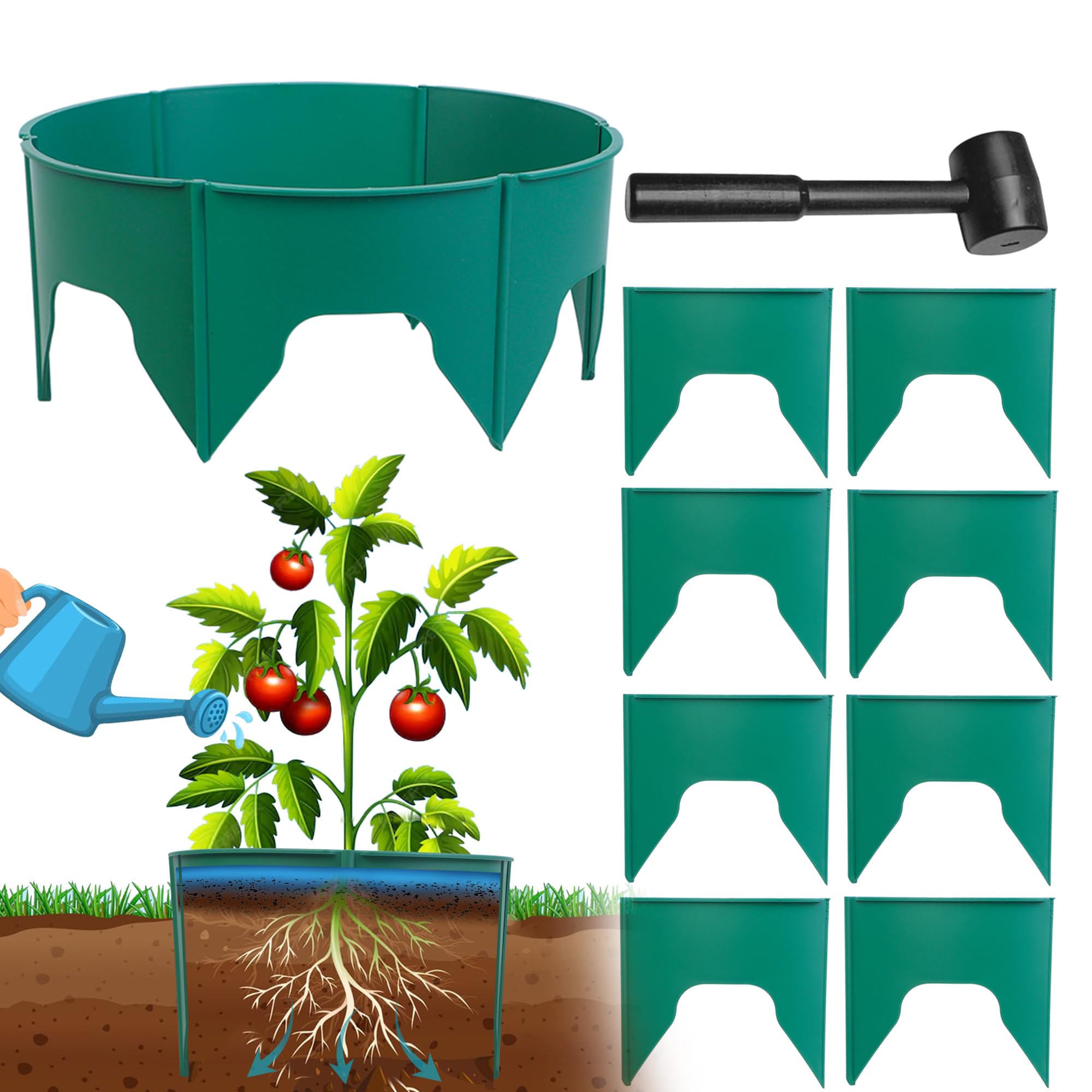 Photo 1 of 24 Pieces Planting Grow Rings, Interlocking Garden Ring Plant Rings for Outdoor Plants, Diameter Range 8.2-15.7 Inches, Green Adjustable Planting Ring for Garden Edging and Soil Moisture Retention