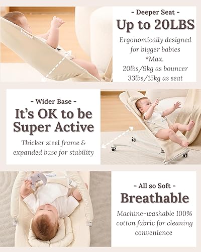 Miniatura 6 de CuddoBaby - Gorila para bebé con ruedas bloqueables, cojín suave para la cabeza, muñecas colgantes para coordinación mano-ojo, asiento 100% algodón,