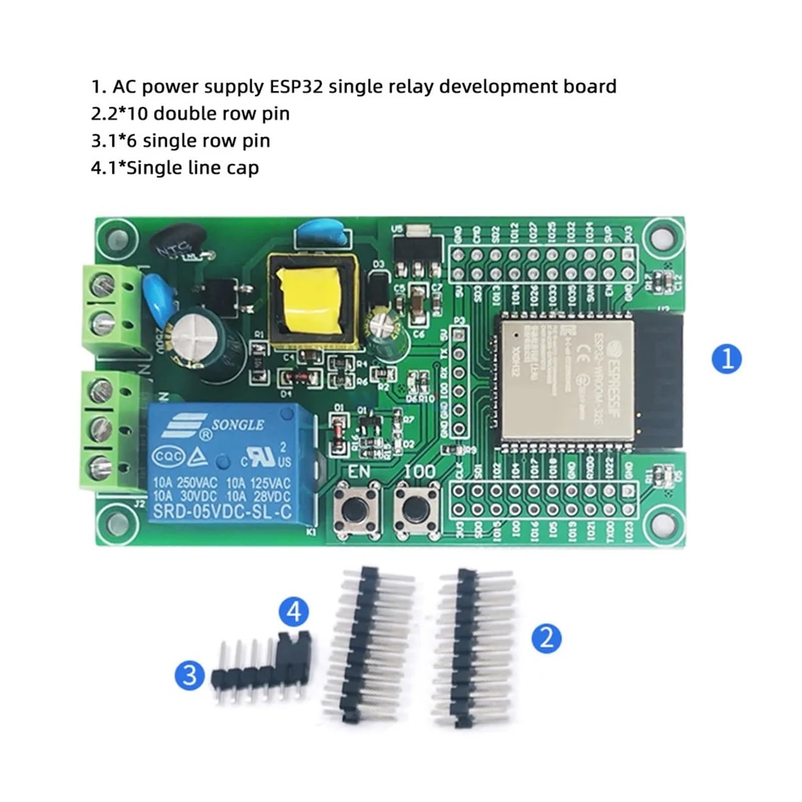 Relay Module PLC AC 90–250 V ESP32 Einzelrelais-Entwicklungsplatine, integriertes ESP32E-Modul mit Pins