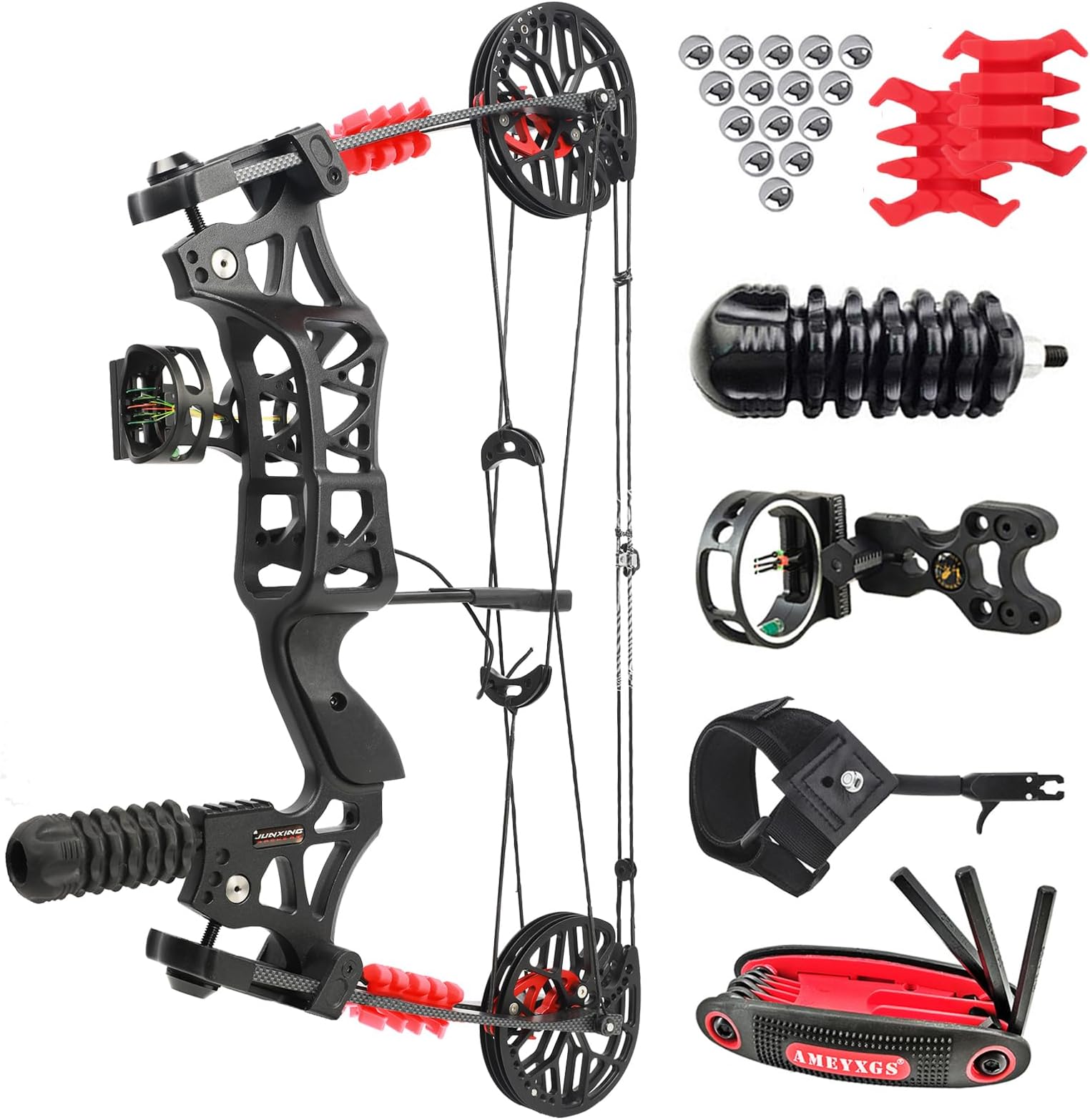 Archery Compound Bow Kit Steelball Bow Set Draw Weight 30-60Lbs, CNC Al-6061 Maded, Dual-use Hunting Bow can Shoot Arrow and Steel Ball in Car (Type A)