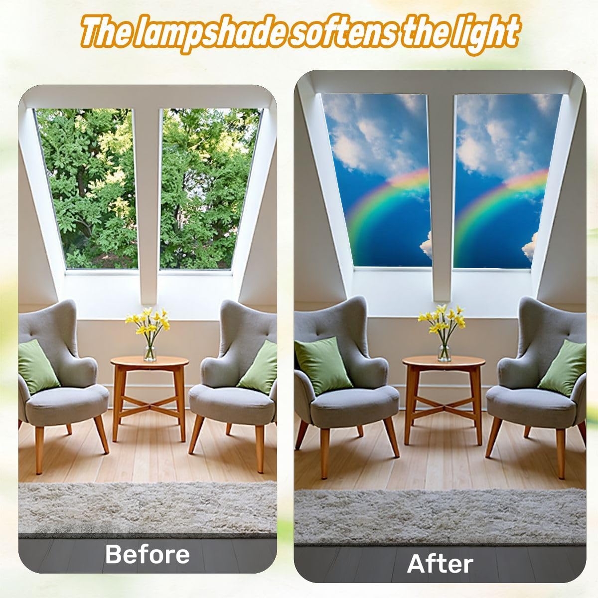 Fluorescent Light Covers for Ceiling Lights Colorful Rainbow Clouds Easy to Install Magnetic Light Filter for Classroom Office Hospitals School Home Decor