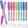 KERIFI Rub Out Pens, 0.5mm Fine Point Erasable Gel Pens with Rubbers on the End, Heat Friction Handwriting Writing Pens with Eraser, for Kids Adult School Office Supplies (8 Assorted Colors)