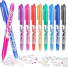 KERIFI Kugelschreiber, 8 Farben Radierbarer Tintenroller, 0.5 mm Tintenroller mit Radiergummi, Löschbarer Gelschreiber Radierstift für Schulsachen Bürobedarf Studenten Notizbuch Planer Bullet Journal