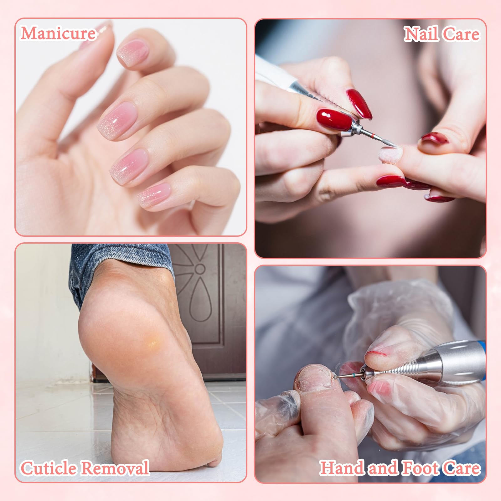 Set di 30 punte per fresa per unghie, fresa per unghie, punte per cuticole con aste da 3/32 pollici per manicure, cura delle unghie, mani e piedi