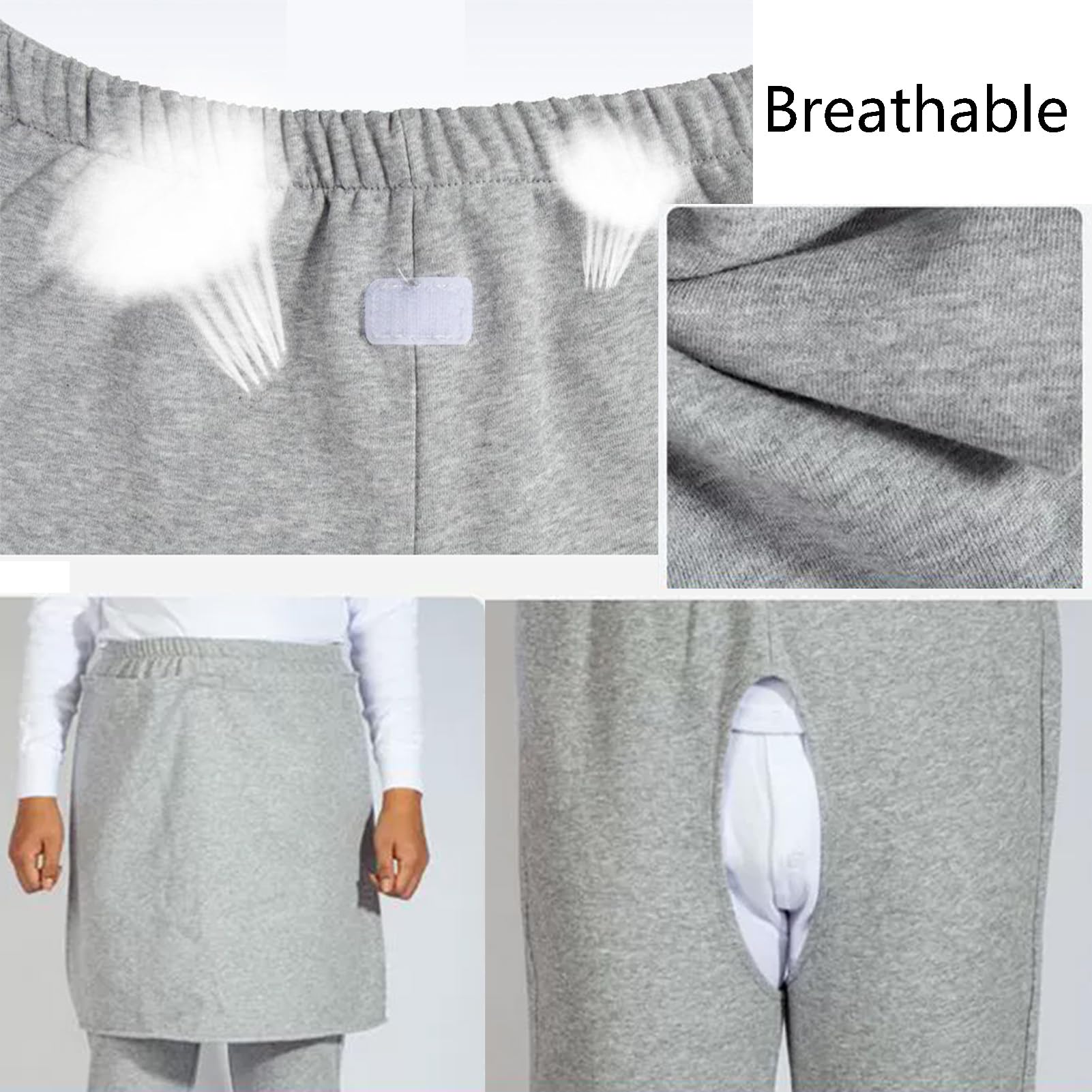 Pantaloni per Anziani con Apertura All'inguine per Incontinenza, Pantaloni da Infermieristica con Tessuto di Copertura per Pazienti Paralizzati