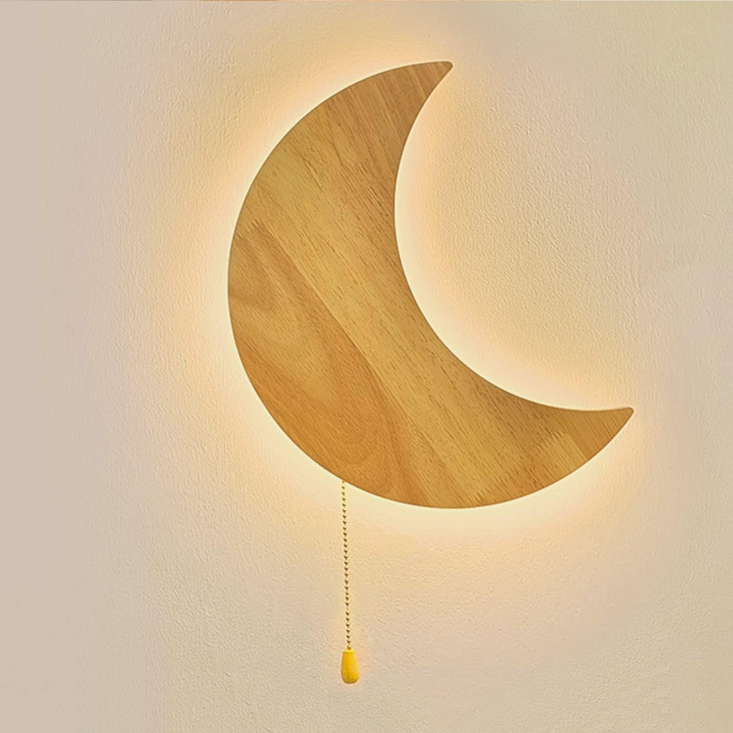 Latarki naścienne, kinkiet 12W LED Drewniany kinkiet z przełącznikiem, kinkiet księżycowy Pokój dziecięcy Możliwość przyciemniania 3 jasne kolory Lampka nocna Księżycowa lampka nocna Lampka dziecięca