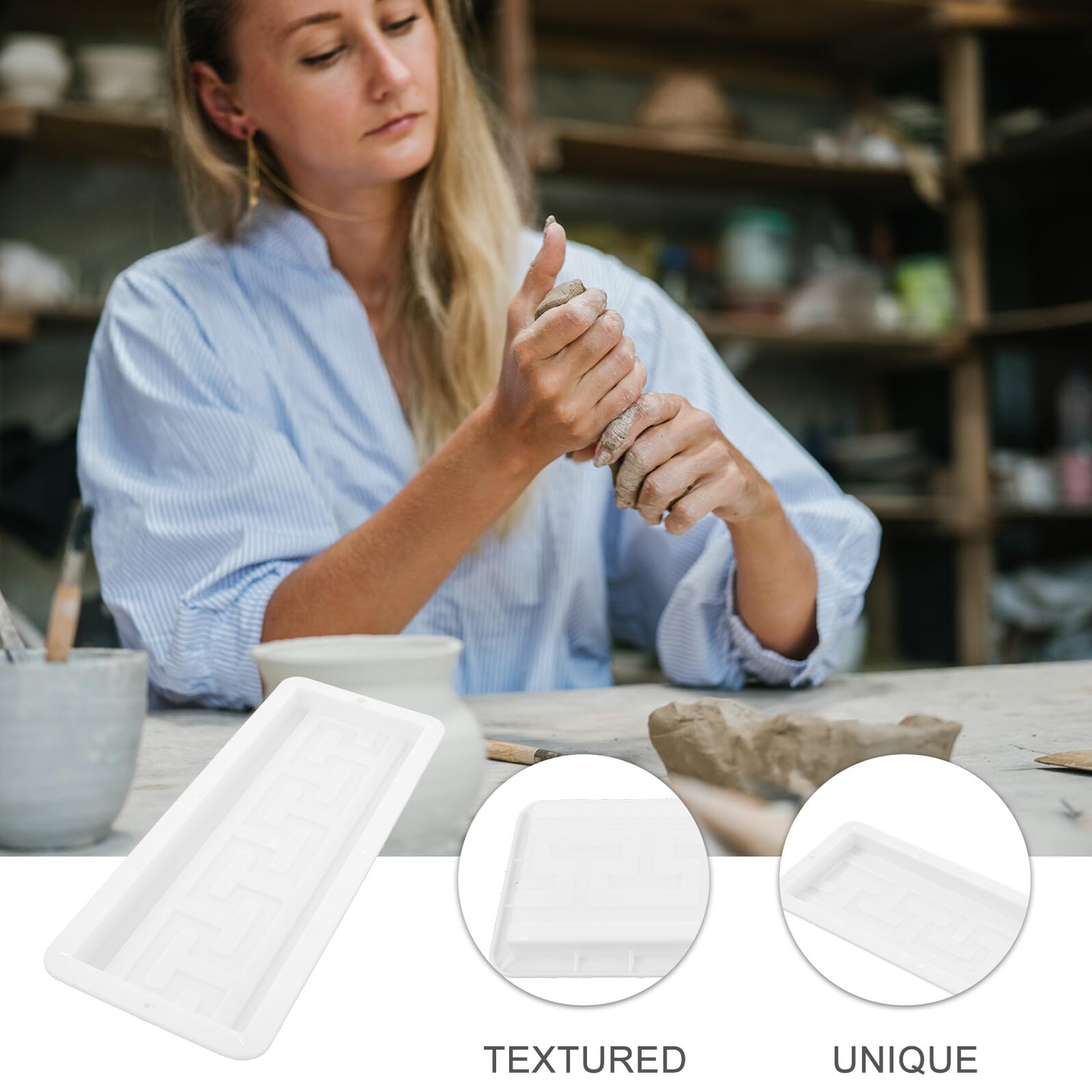 NUOBESTY Molde de Plástico para Pavimento Reutilizable 45X15X3 CM para Baldosas de Suelo y Adoquines Práctico para Moldear Cemento y Hormigón Jardines Patios y Caminos Exteriores