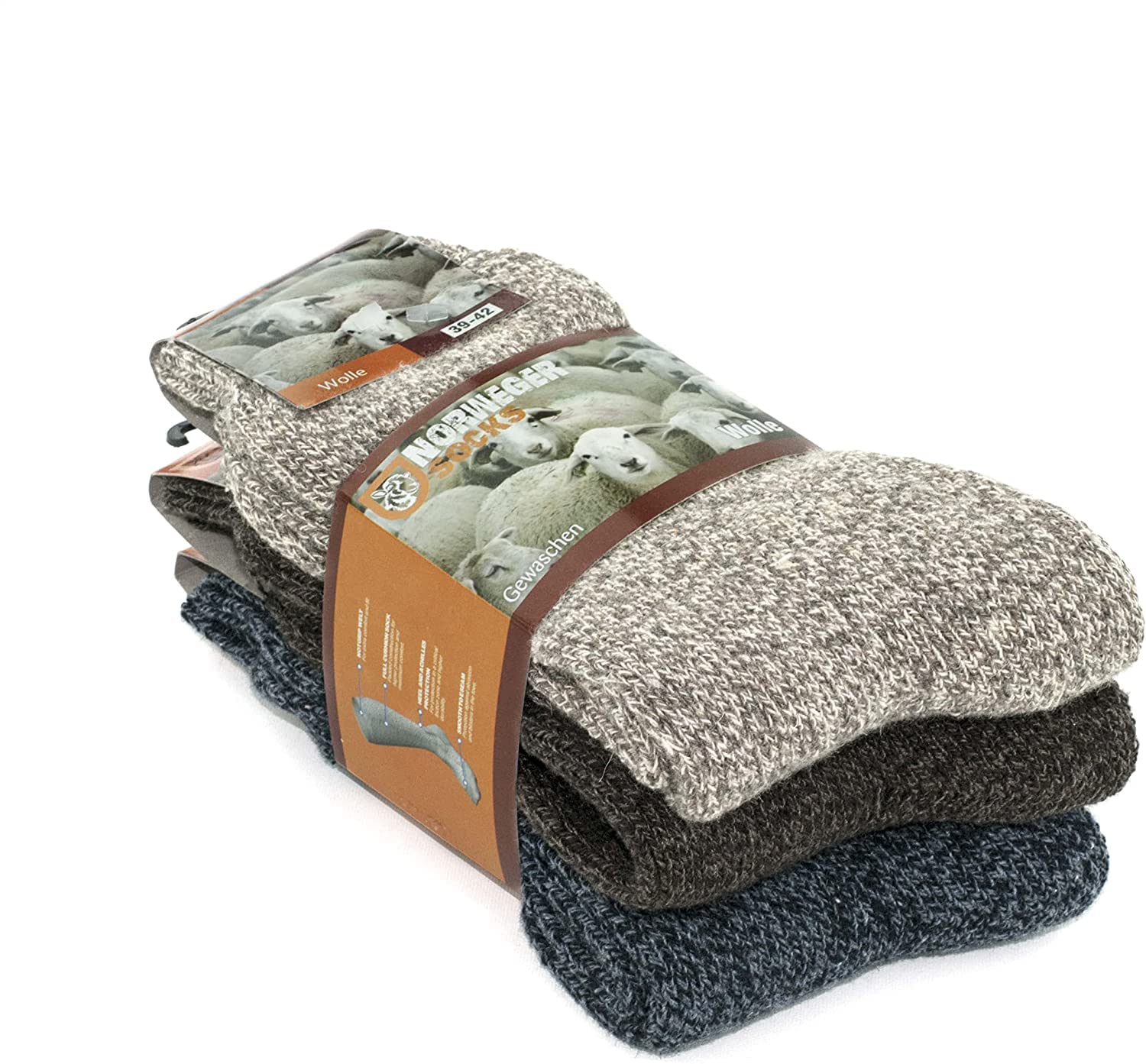 GoWithWomen's Merino Wool Socks, Thick Soft Cushioned Warm Thermal Socks, Cozy Knit Winter Crew Socks, 3 Pairs