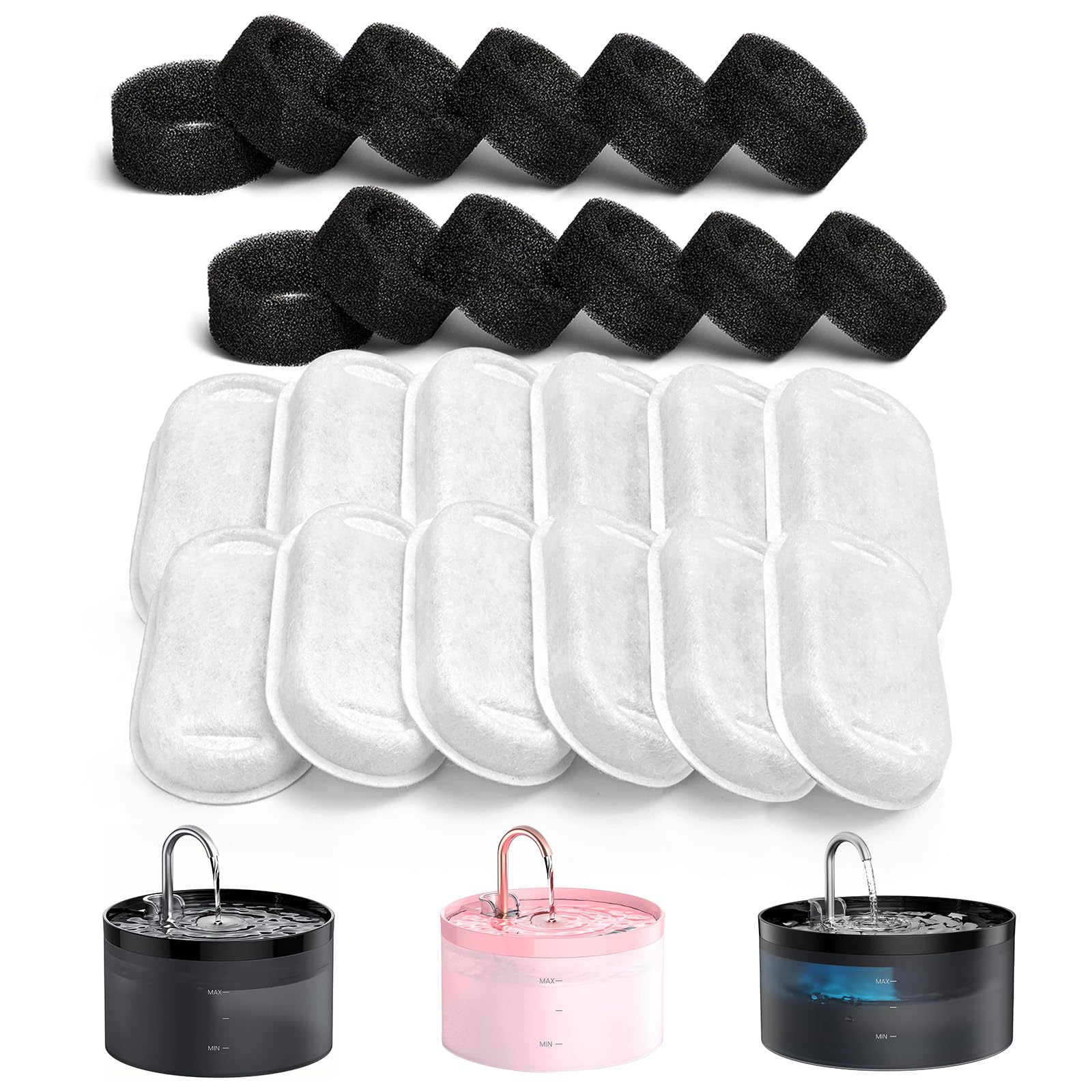 Filtri Per Fontanella Gatti GIOTOHUN - 6 Carbone + 6 Schiuma, Purificazione Acqua, Compatibile Con Modelli Specifici - Foto 5