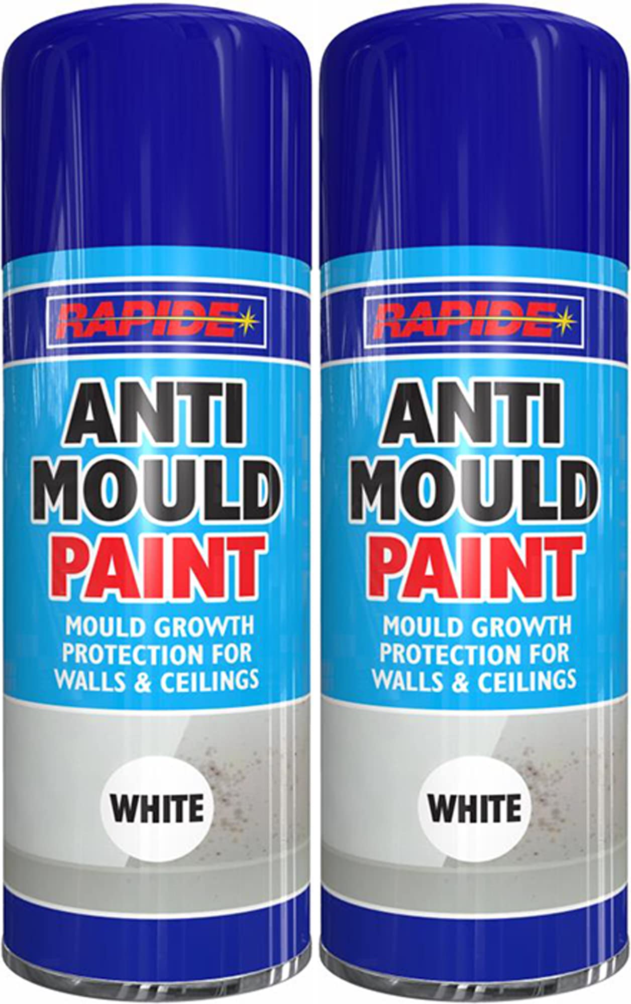 Q & H Quality Household White Q&H 400Ml Anti Mould Spray Matt Paint Molds Killer - Treat Damp Walls Black Stain Removal Paints Stop Moulds Growth - Protect Wall & Ceiling Fungus Algae Basements, Bathrooms, Kitchen (2)