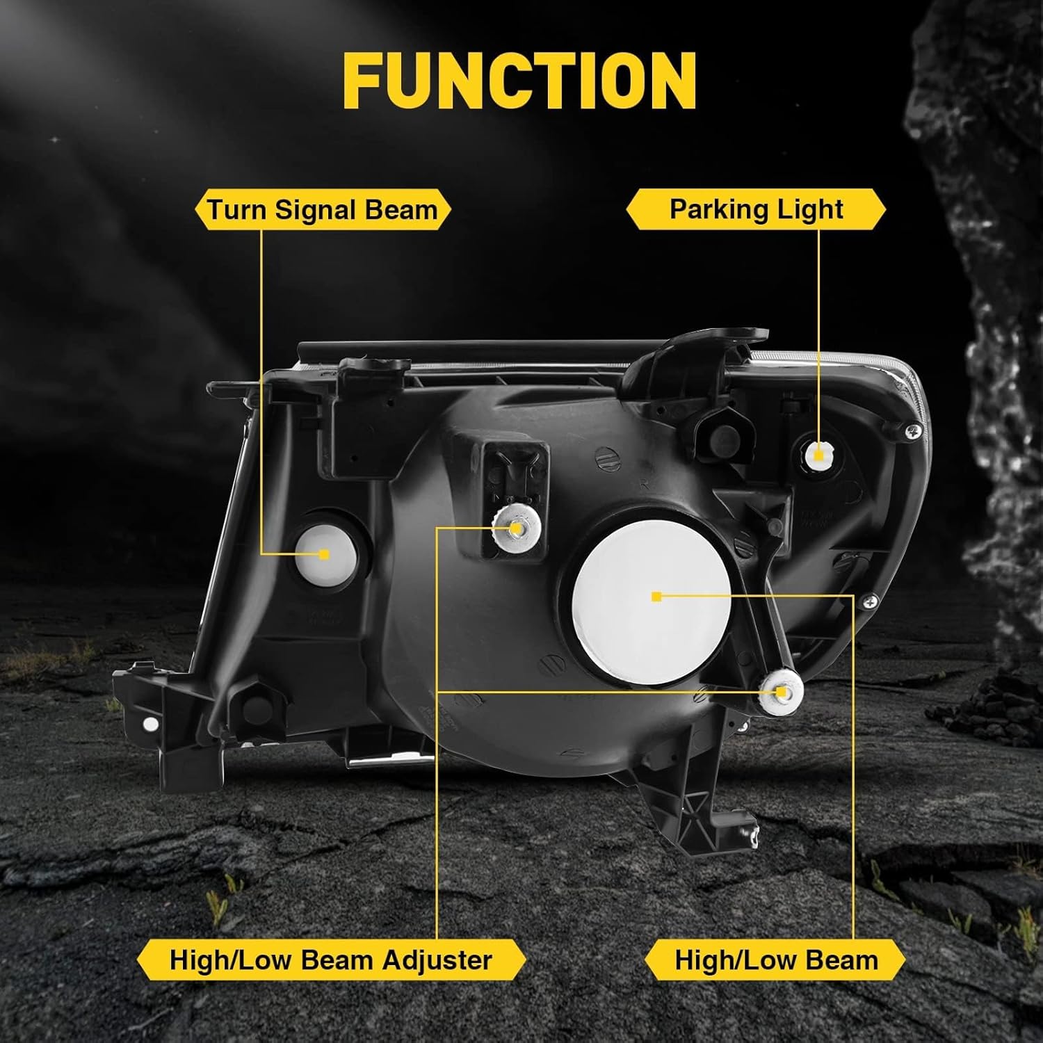 Headlight Assembly,Chrome Headlights Compatible with 2005-2011 Tacoma,Amber Reflector Color Clear Lens Color