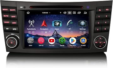 Erisin 7 Pulgadas Android 16 Radio Coche Pantalla para Mercedes Benz Clase E W211 CLS W219 GPS Navegación Bluetooth CarPlay Android Auto WiFi 4G DSP Dab+ CD Player Canbus 8 Núcleos 4GB RAM+64GB ROM