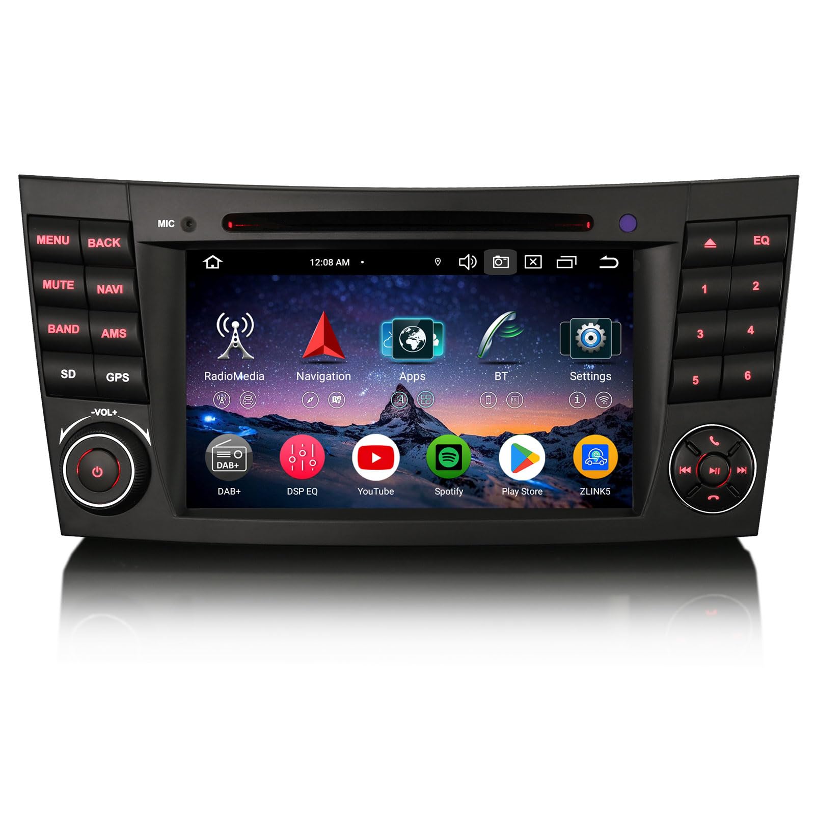 Erisin 7 Pulgadas Android 16 Radio Coche Pantalla para Mercedes Benz Clase E W211 CLS W219 GPS Navegación Bluetooth CarPlay Android Auto WiFi 4G DSP Dab+ CD Player Canbus 8 Núcleos 4GB RAM+64GB ROM