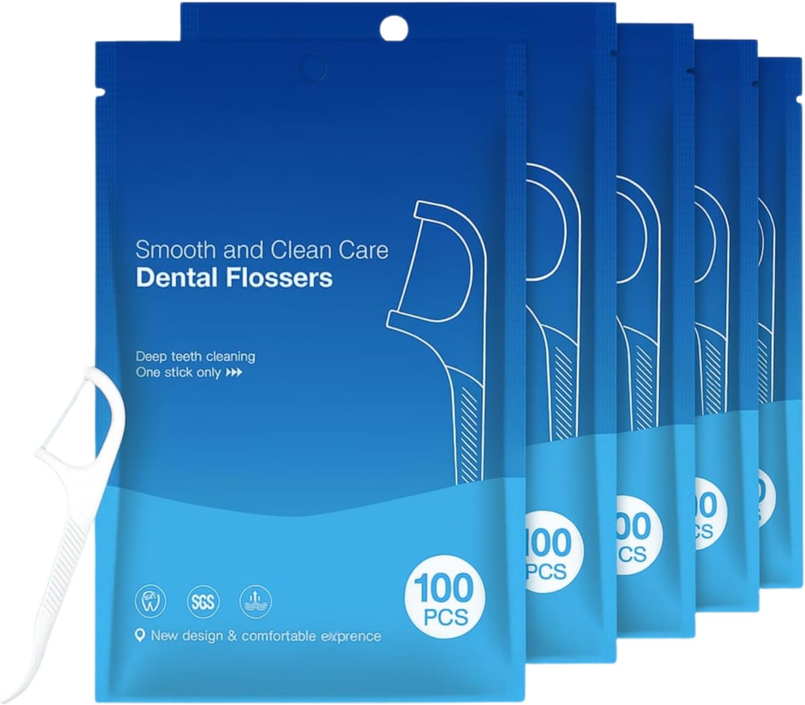 Dental Floss Picks Pack of 5 (500 Count) – Deep Teeth Cleaning, Effective Plaque Removal, Easy Grip Flossers
