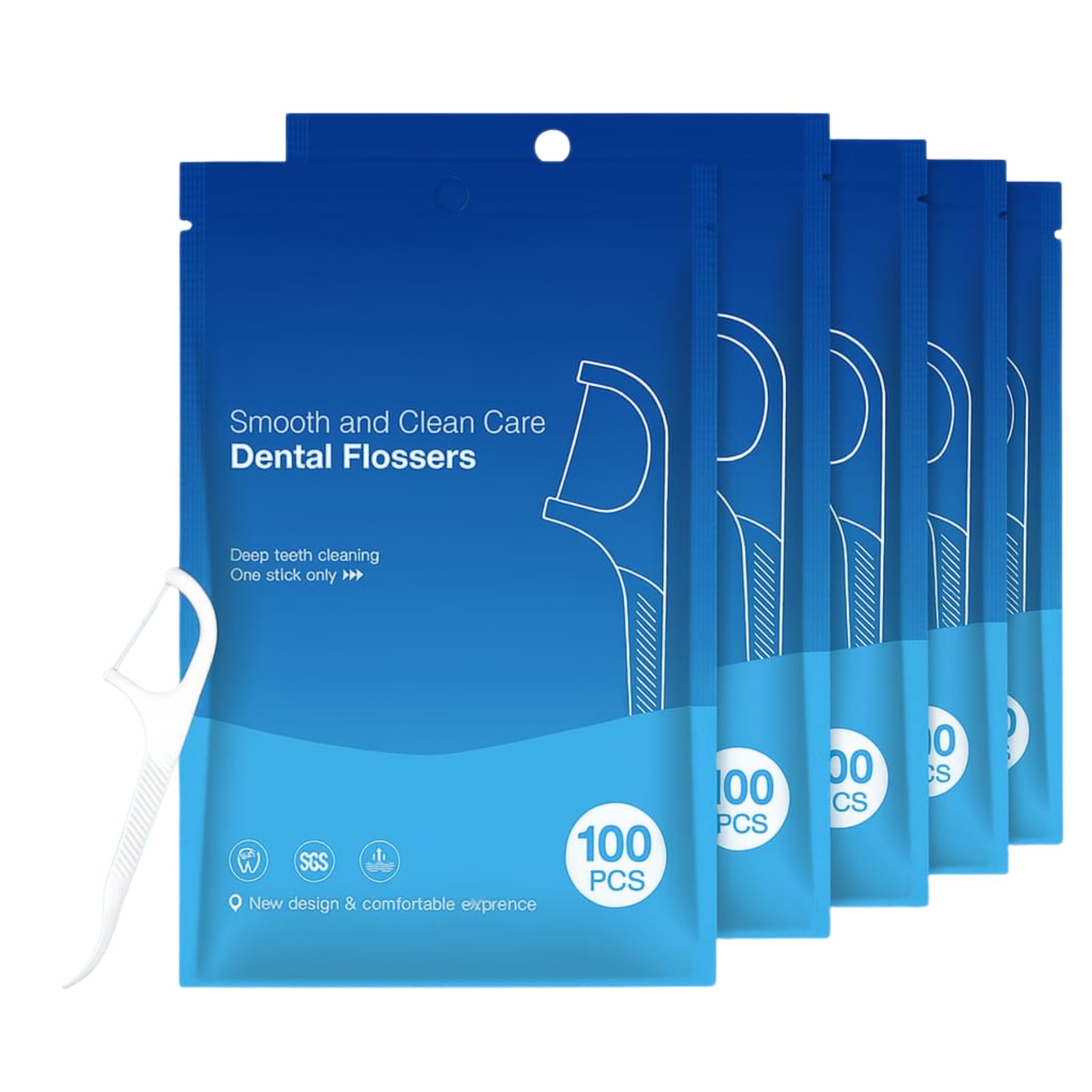 Dental Floss Picks Pack of 5 (500 Count) – Deep Teeth Cleaning, Effective Plaque Removal, Easy Grip Flossers