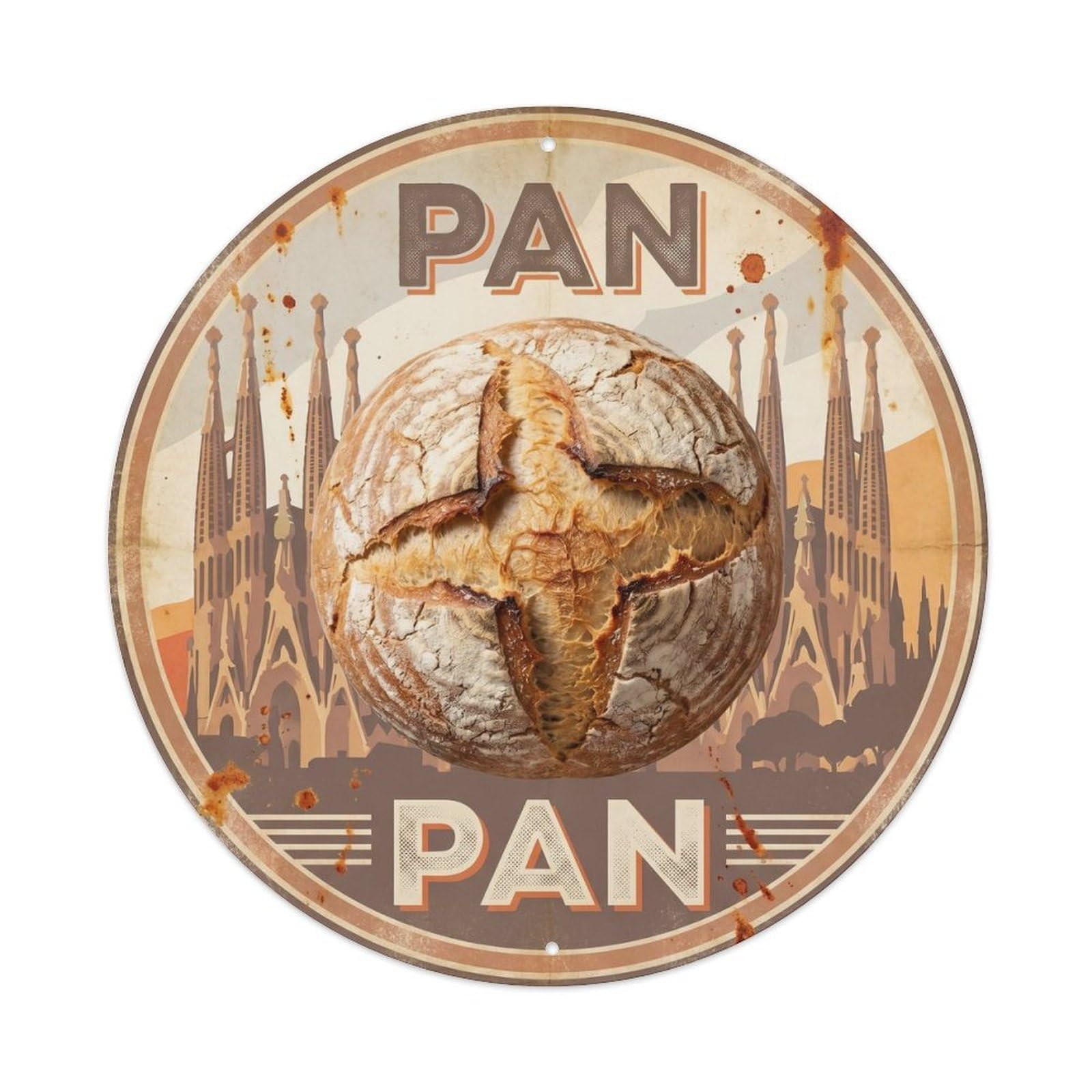 Spanish Culture Bread Bakehouse Screenprint Travel Metal Tin Sign