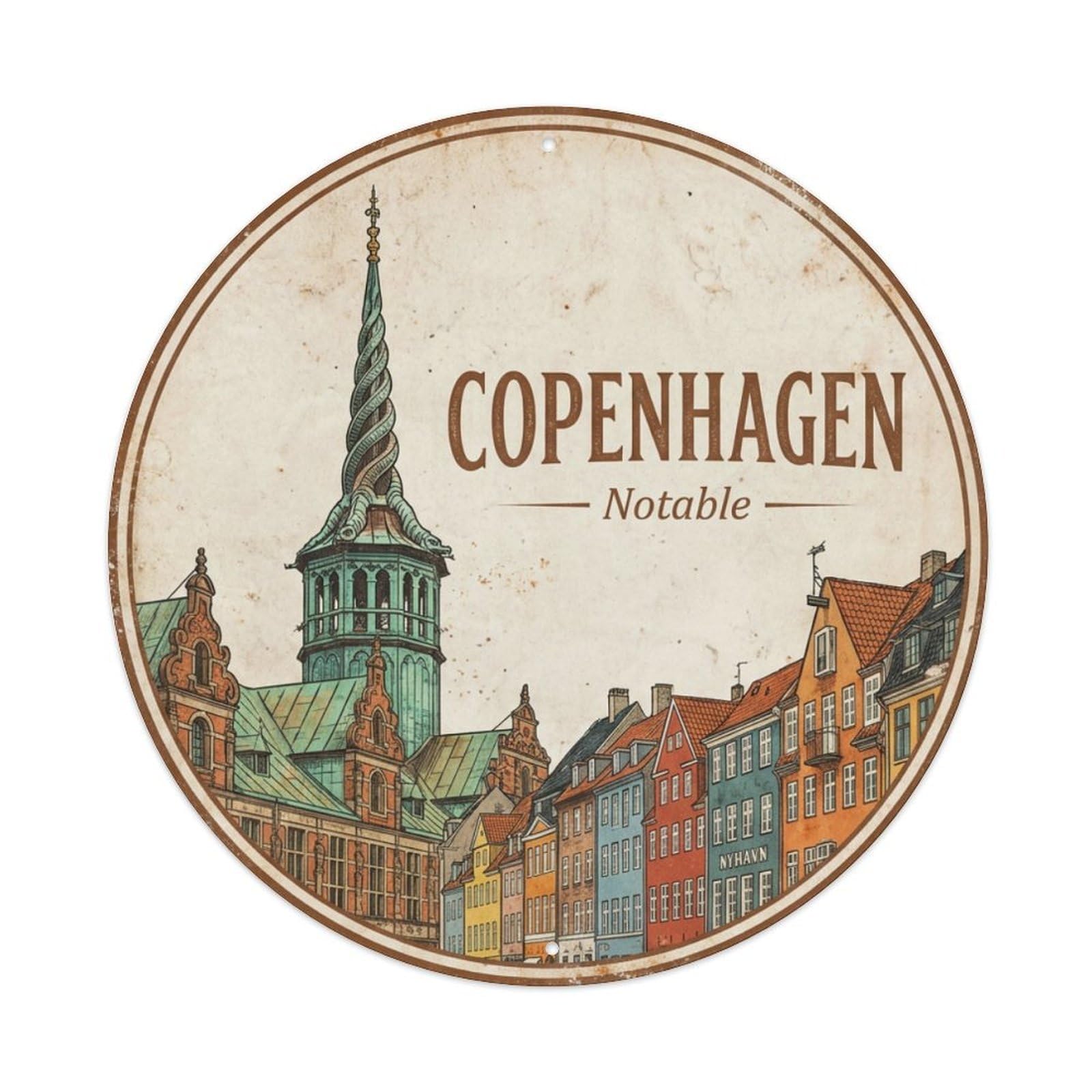 Fqnyr Style Metal Tin Sign Vintage Travel Copenhagen Denmark Remarkable