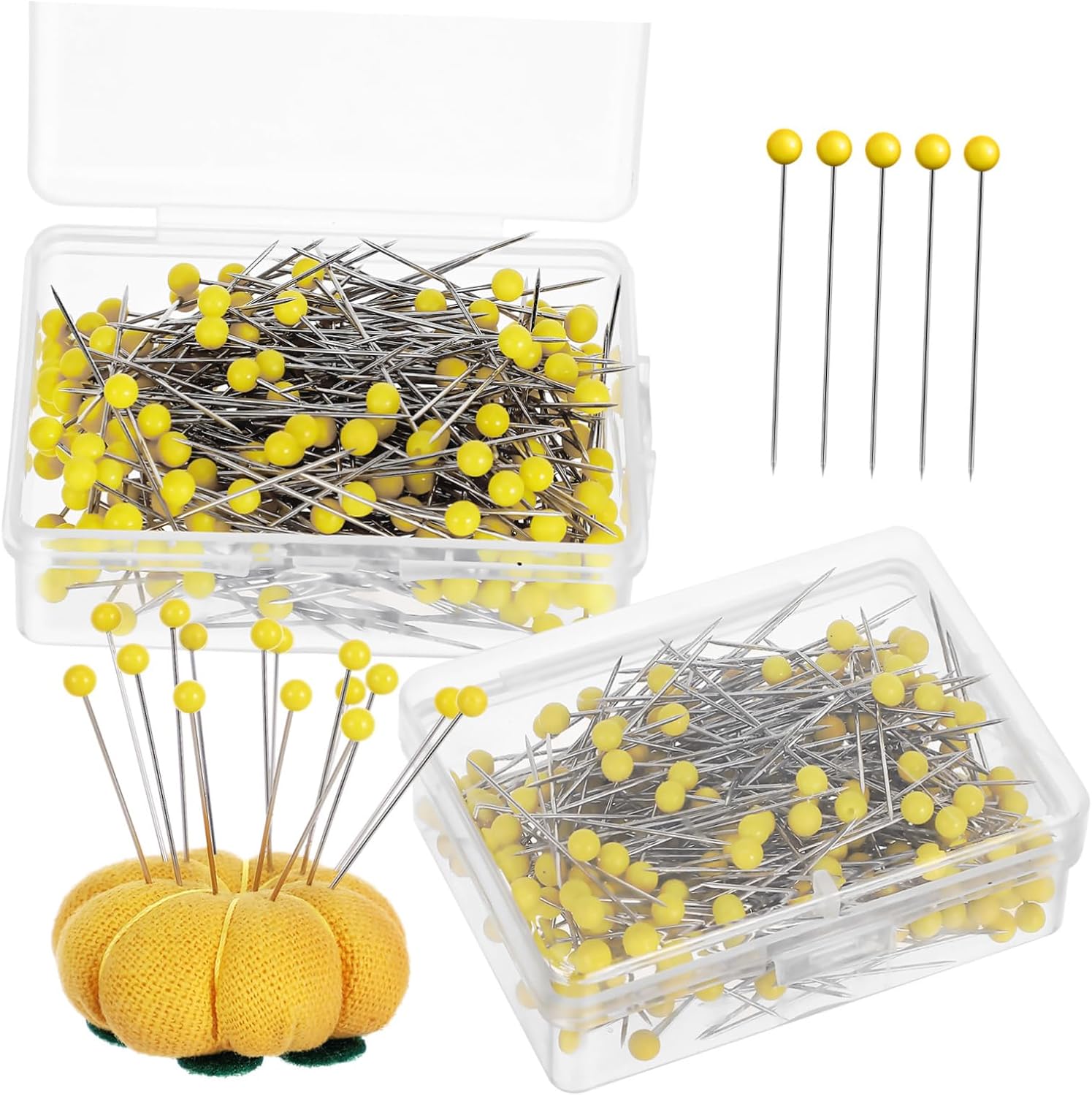 500pcs Glass Head Pins for Quilting and Sewing Straight Fabric Pins Durable with Coating for Jewelry Making and Crafts