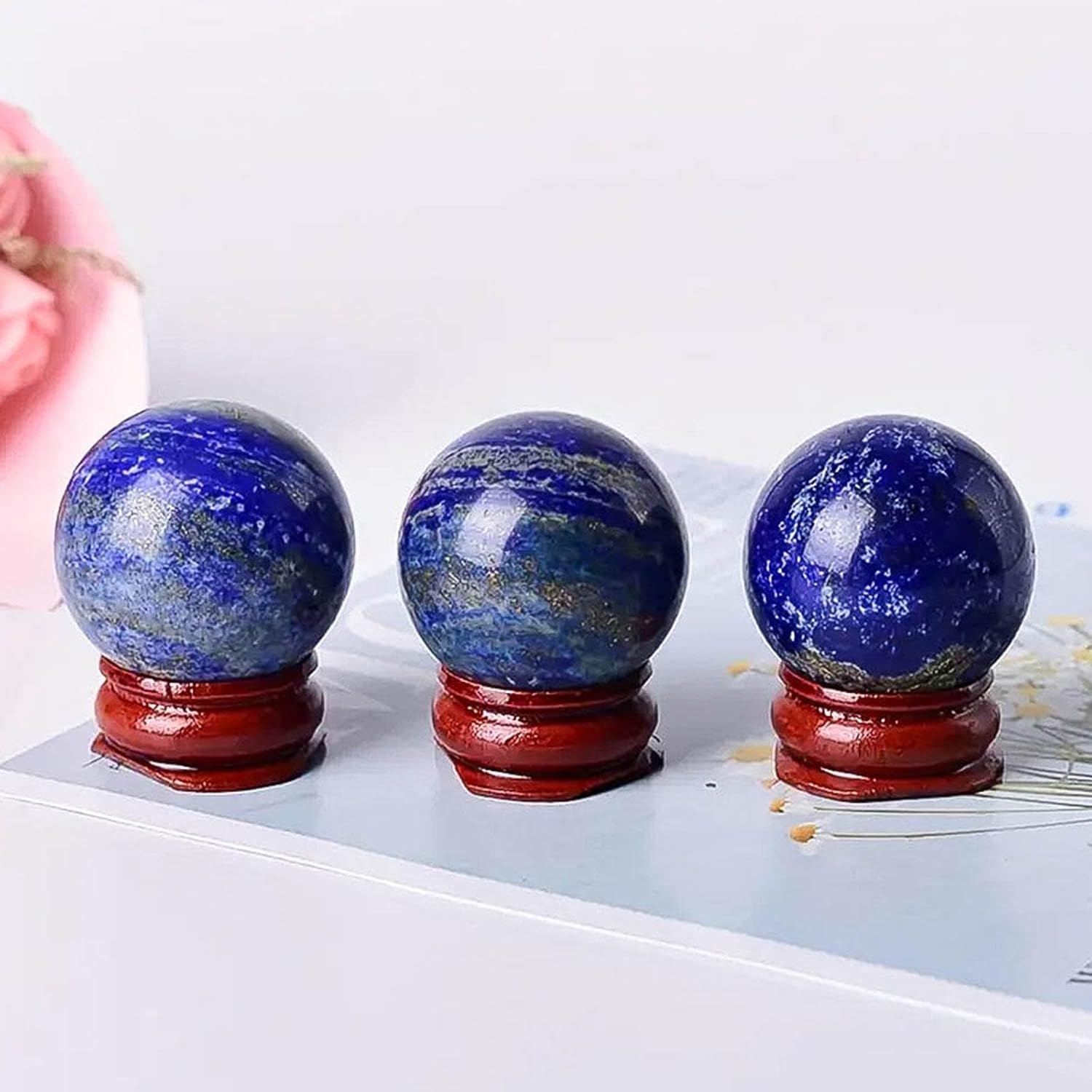 Lapis Lazuli Ball Stone Polished Home Office feng Shui Crystal Ball Desktop Decoration Ornaments,2" Dia
