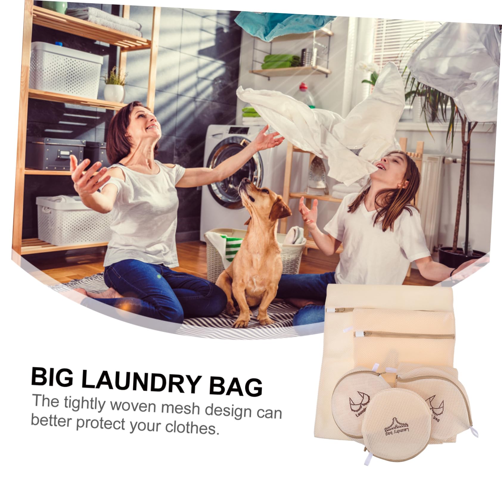 Bolsas de Lavado para Lencería, 7 Piezas, Poliéster Beige