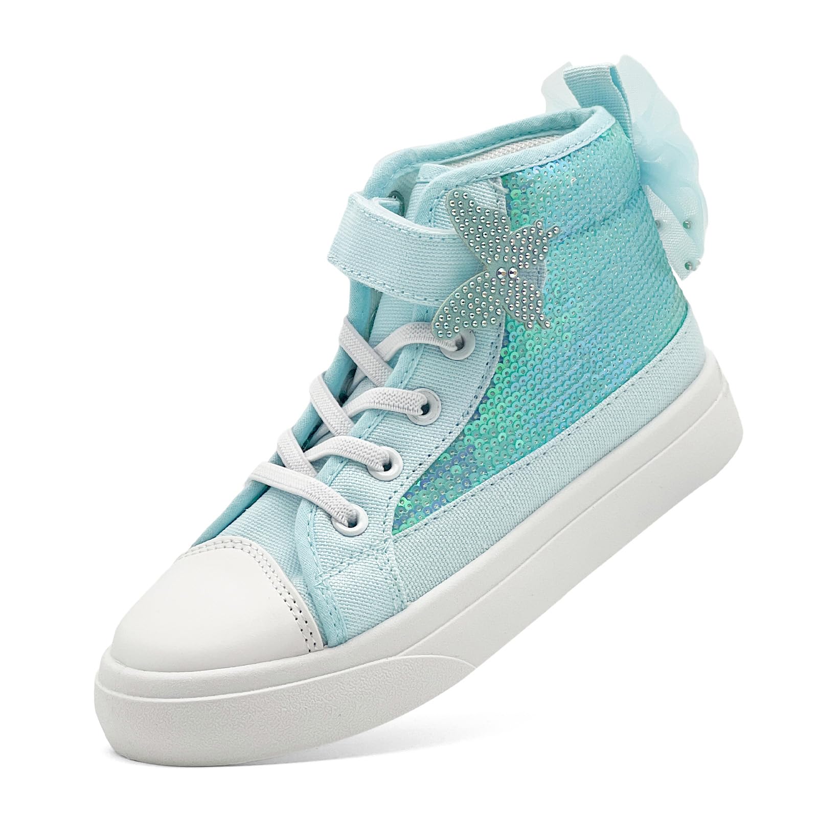 xinlanlin Toddler Sneakers for Girls Boys Canvas High Top Kids Fashion Sparkle Sequins Bow Shoes Running Walking Casual Shoes