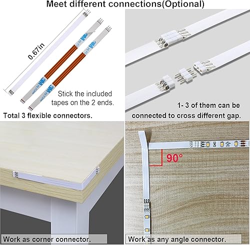 Miniatura 7 de WOBANE Kit de iluminación para debajo del gabinete, barra de luces LED negras, luces debajo de la encimera para cocina, armario, escritorio, monitor