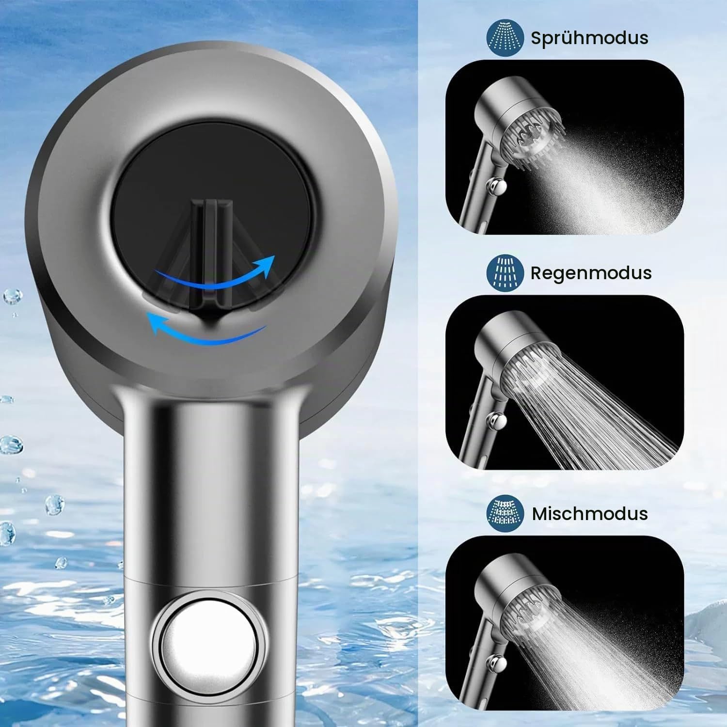 Bexora Pro Filtersystem Hochdruck Duschkopf mit Filter, 3+1 Strahlarten, 1,5M Schlauch, weniger Wasserverbrauch für ein intensives Duscherlebnis 12 Schichten zum Schutz