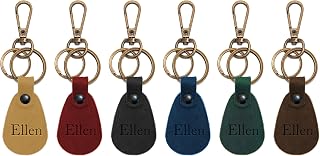Turbosnail Personalized Leather Keychain, Custom Engraved Key Chain Gifts For Men and Birthday, Monogram Key Fob Gift For Boyfriend, Hand Tooled Leather Keychains - Teardrop Keychain